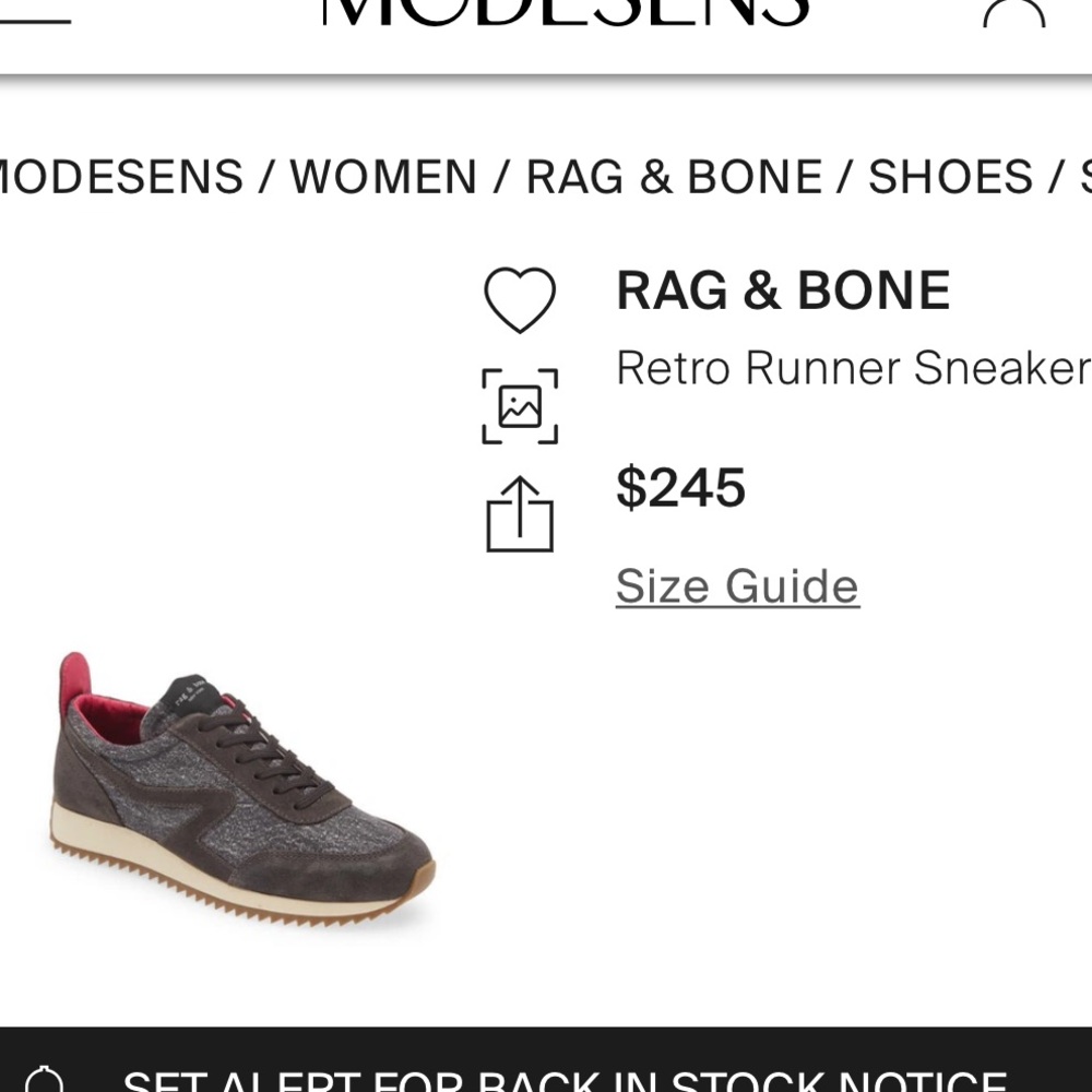 rag & bone Gray & Brown Women's Runner Sneakers with Red Lining - Picture 8 of 15